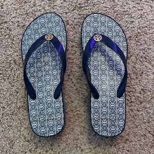 Tory Burch Platform Flip Flops Size 7 Blue
